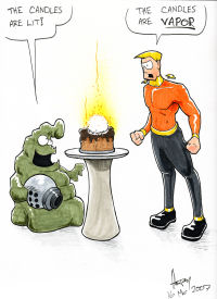 Schlock lights the birthday candles